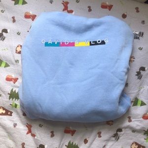 david dobrik vlog hoodie!! baby blue, size m